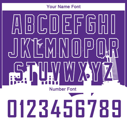 Custom Purple White Holiday Travel Monuments Silhouette Authentic City Edition Basketball Jersey - Sky-Custom