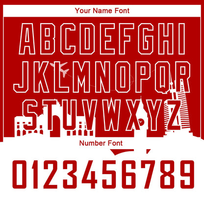 Custom Red White Holiday Travel Monuments Silhouette Authentic City Edition Basketball Jersey - Sky-Custom
