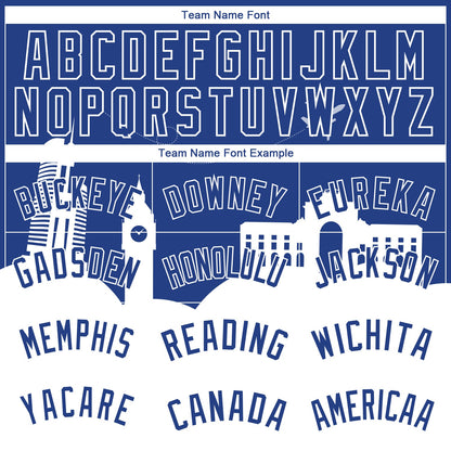 Custom Royal White Holiday Travel Monuments Silhouette Authentic City Edition Basketball Jersey - Sky-Custom