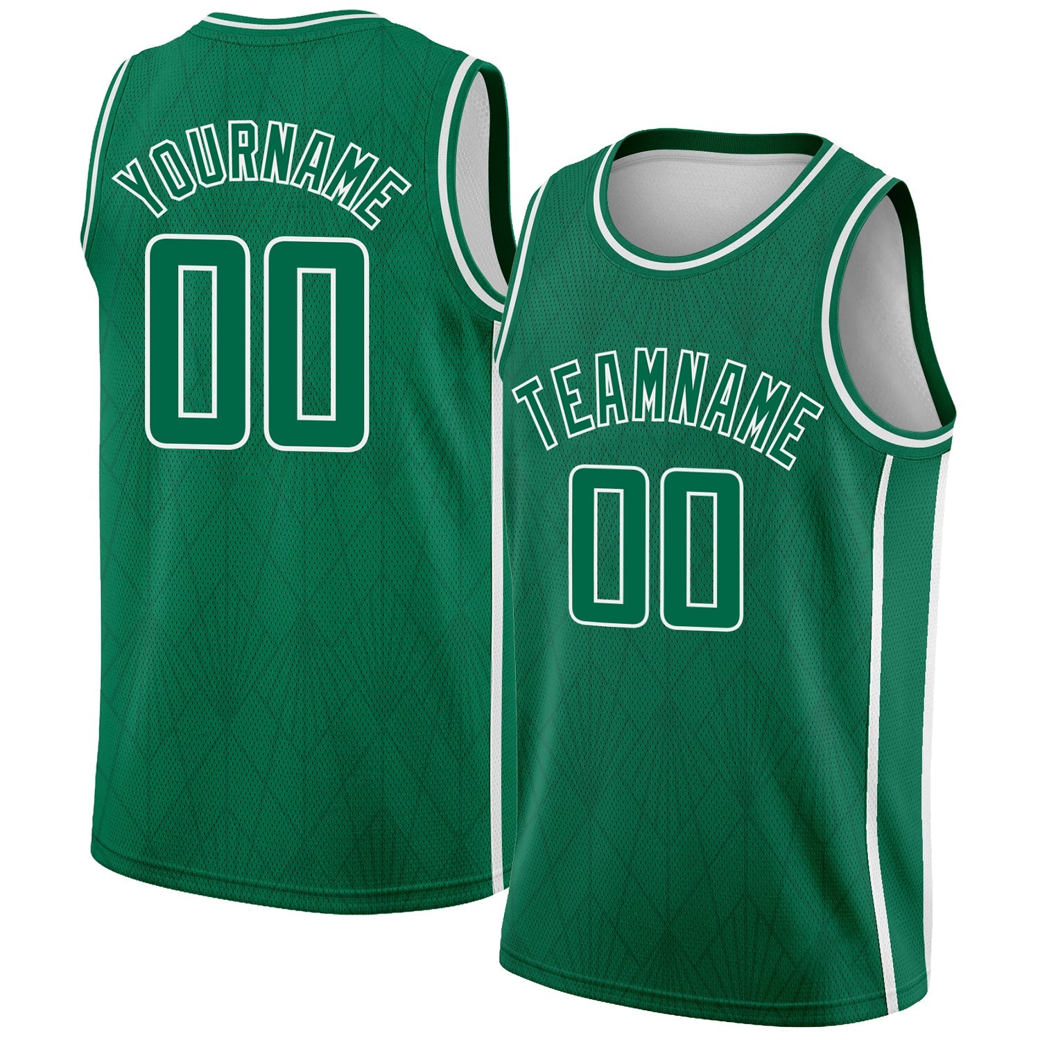 Custom Kelly Green White Geometric Shapes And Side Stripes Authentic City Edition Basketball Jersey - Sky-Custom