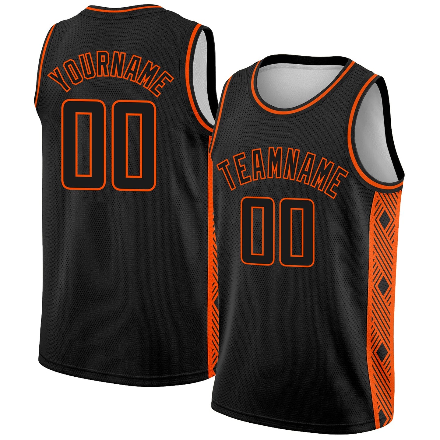 Custom Black Orange Side Panel Abstract Lines Authentic City Edition Basketball Jersey - Sky-Custom