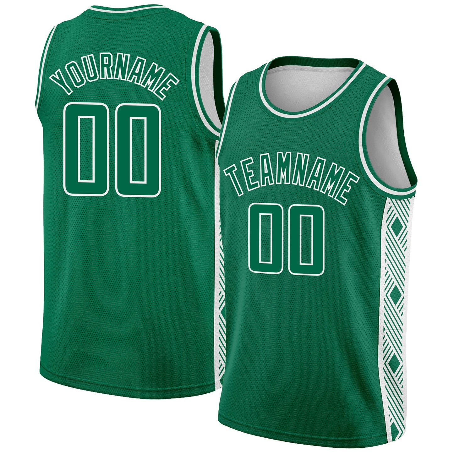 Custom Kelly Green White Side Panel Abstract Lines Authentic City Edition Basketball Jersey - Sky-Custom