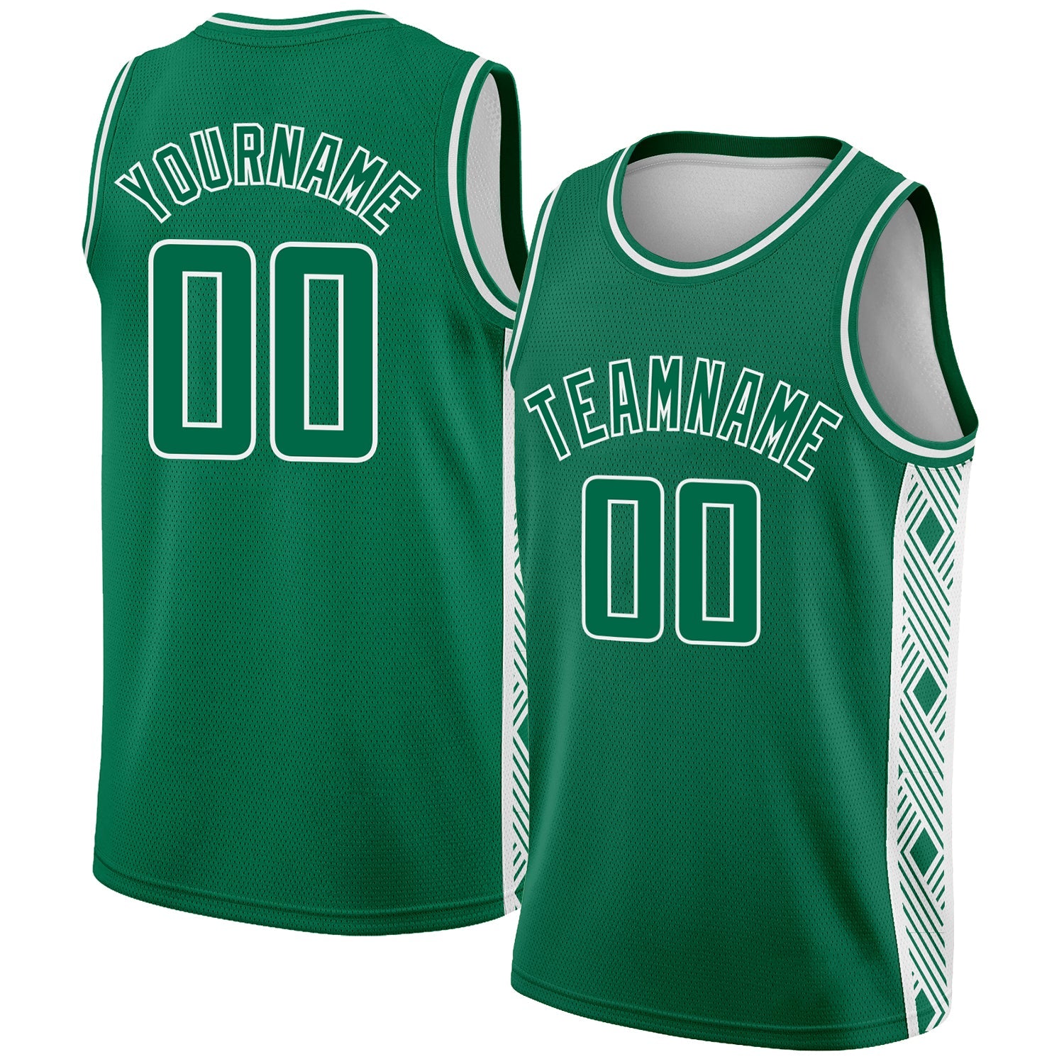 Custom Kelly Green White Side Panel Abstract Lines Authentic City Edition Basketball Jersey - Sky-Custom