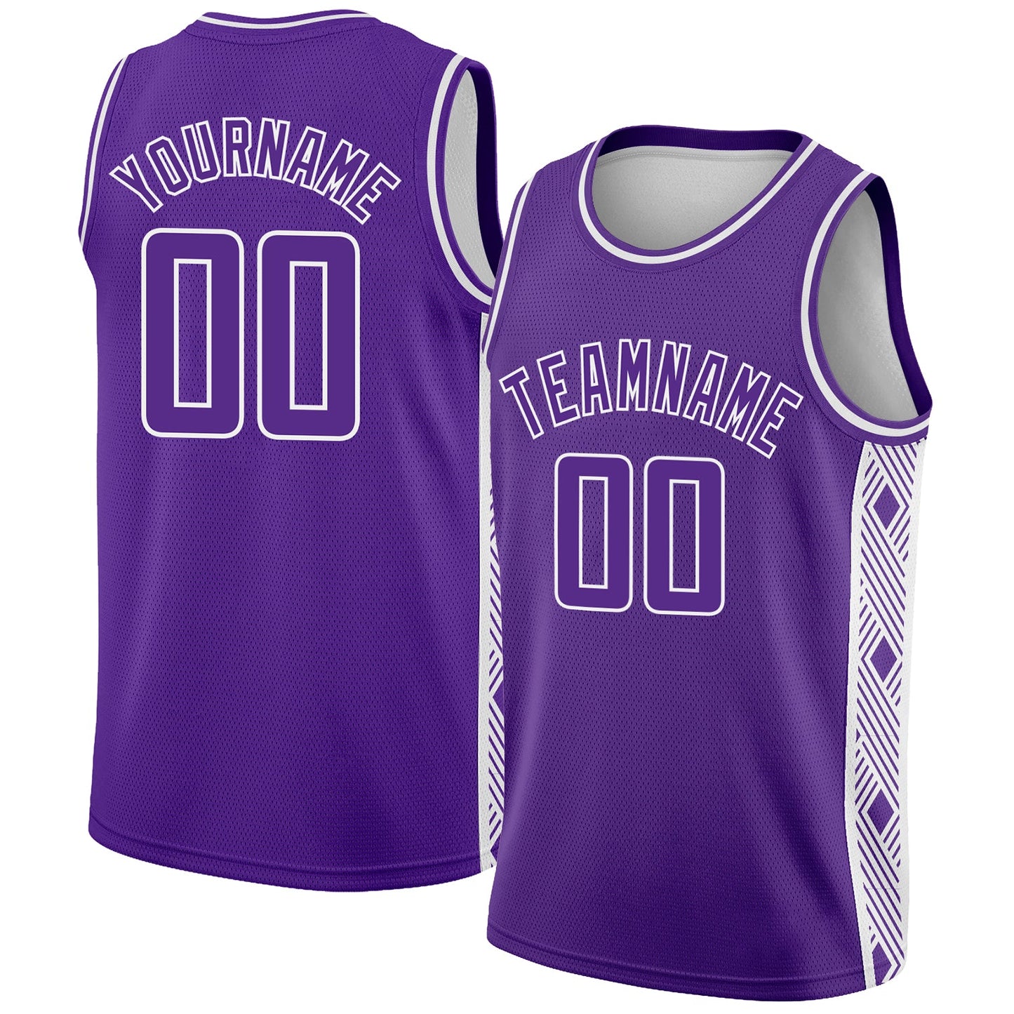 Custom Purple White Side Panel Abstract Lines Authentic City Edition Basketball Jersey - Sky-Custom