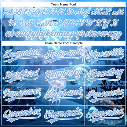 Custom Light Blue White 3D Pattern Design Jellyfish Underwater Life Authentic Baseball Jersey - Sky-Custom