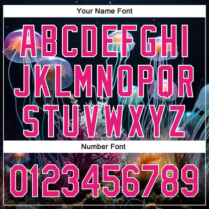 Custom Navy Hot Pink-White 3D Pattern Design Jellyfish Underwater Life Authentic Baseball Jersey - Sky-Custom