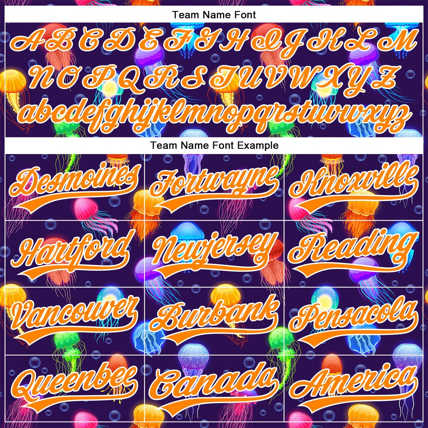 Custom Purple Bay Orange-White 3D Pattern Design Colorful Cartoon Jellyfish Authentic Baseball Jersey - Sky-Custom