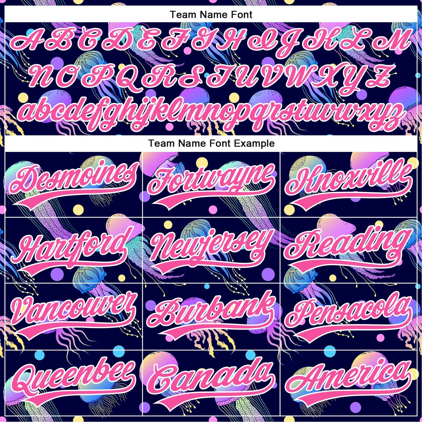Custom Navy Pink-White 3D Pattern Design Colorful Cartoon Jellyfish Authentic Baseball Jersey - Sky-Custom