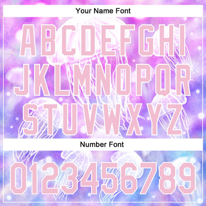 Custom Purple Light Pink-White 3D Pattern Design Jellyfish Authentic Baseball Jersey - Sky-Custom