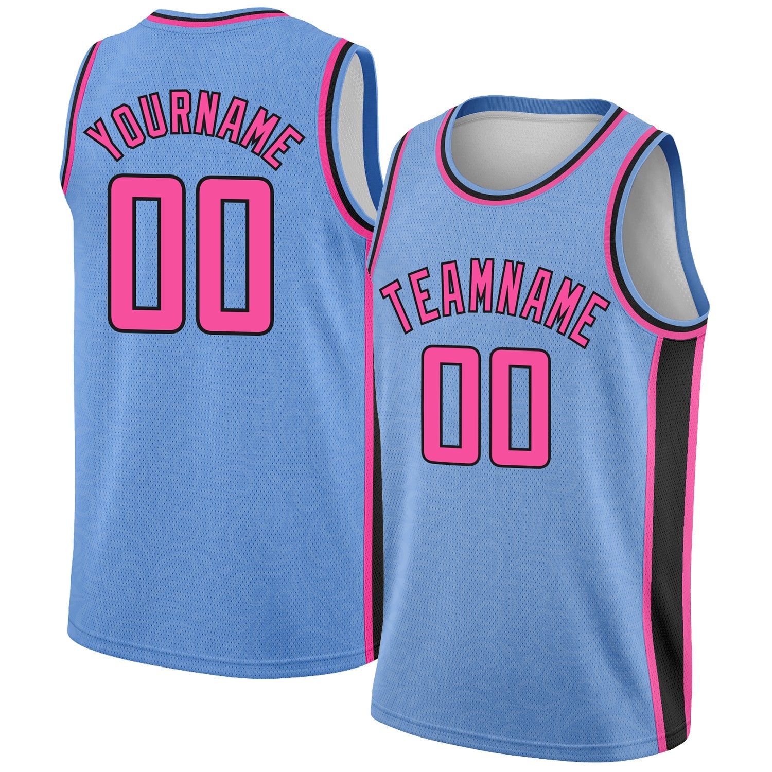 Custom Light Blue Pink-Black Flower Authentic City Edition Basketball Jersey - Sky-Custom