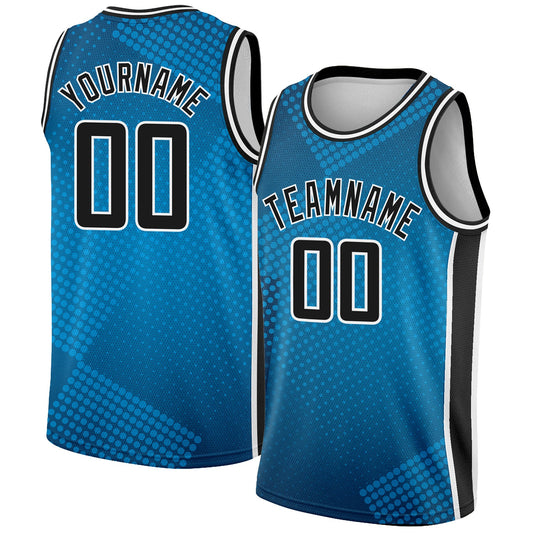 Custom Blue Black-White Halftone Authentic City Edition Basketball Jersey - Sky-Custom