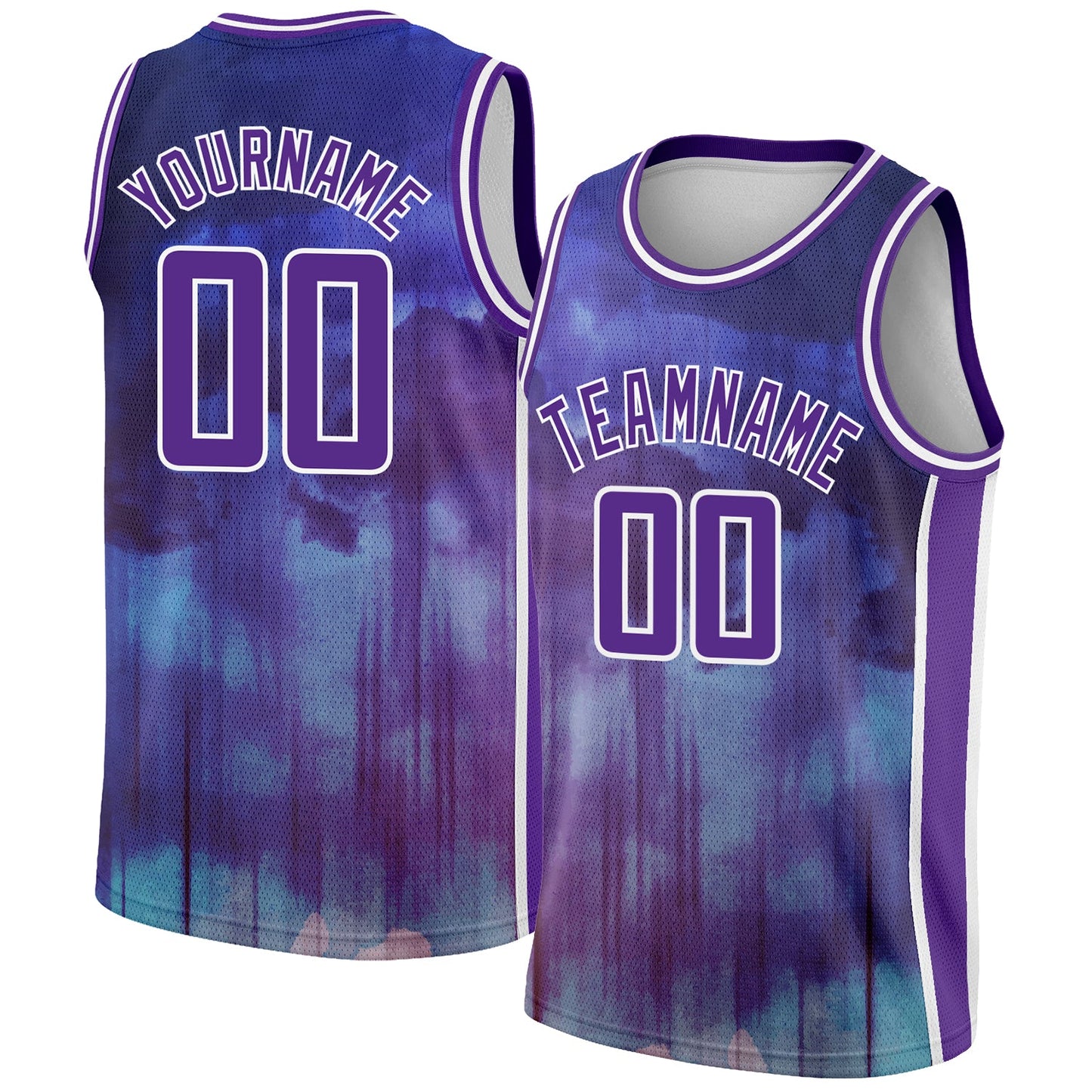 Custom Purple White Abstract Watercolor Monsoon Authentic City Edition Basketball Jersey - Sky-Custom