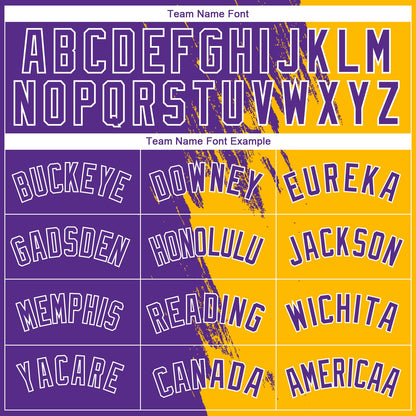 Custom Gold Purple-White Abstract Brush Splash Authentic City Edition Basketball Jersey - Sky-Custom