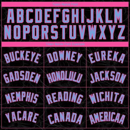 Custom Black Light Blue-Pink Flowers Authentic City Edition Basketball Jersey - Sky-Custom