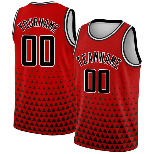 Custom Red Black-White Triangle Shapes Authentic City Edition Basketball Jersey - Sky-Custom