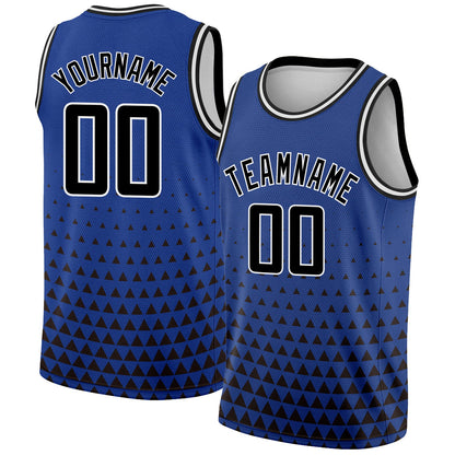Custom Royal Black-White Triangle Shapes Authentic City Edition Basketball Jersey - Sky-Custom