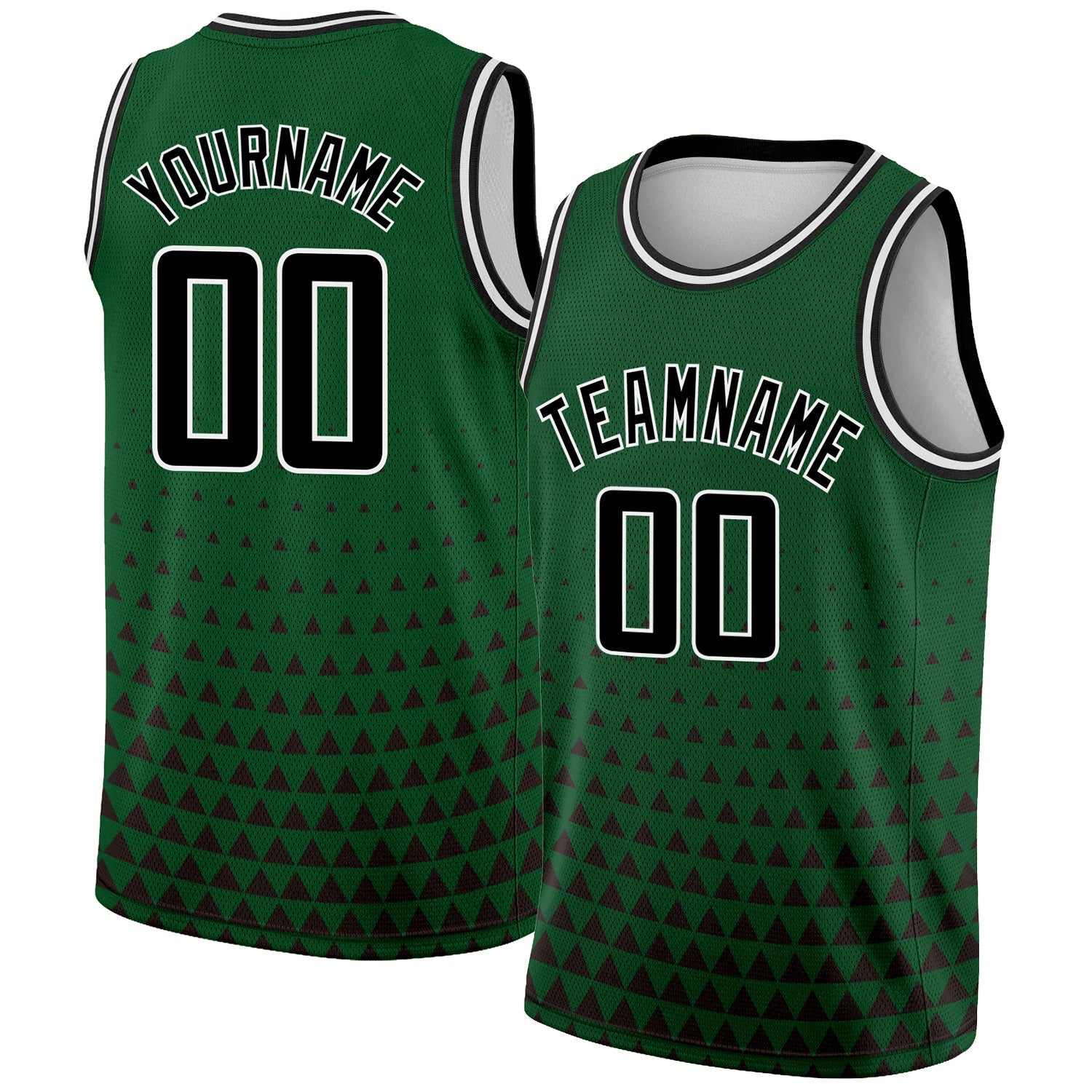 Custom Green Black-White Triangle Shapes Authentic City Edition Basketball Jersey - Sky-Custom