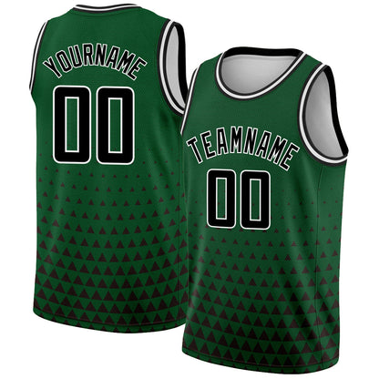 Custom Green Black-White Triangle Shapes Authentic City Edition Basketball Jersey - Sky-Custom