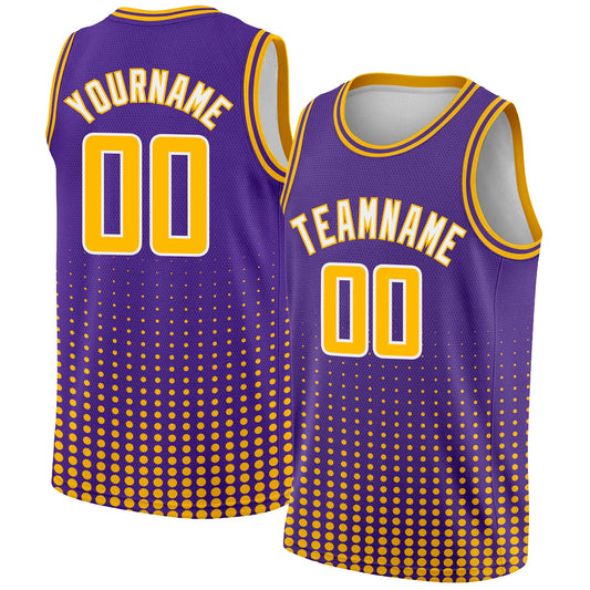 Custom Purple Gold-White Halftone Authentic City Edition Basketball Jersey - Sky-Custom