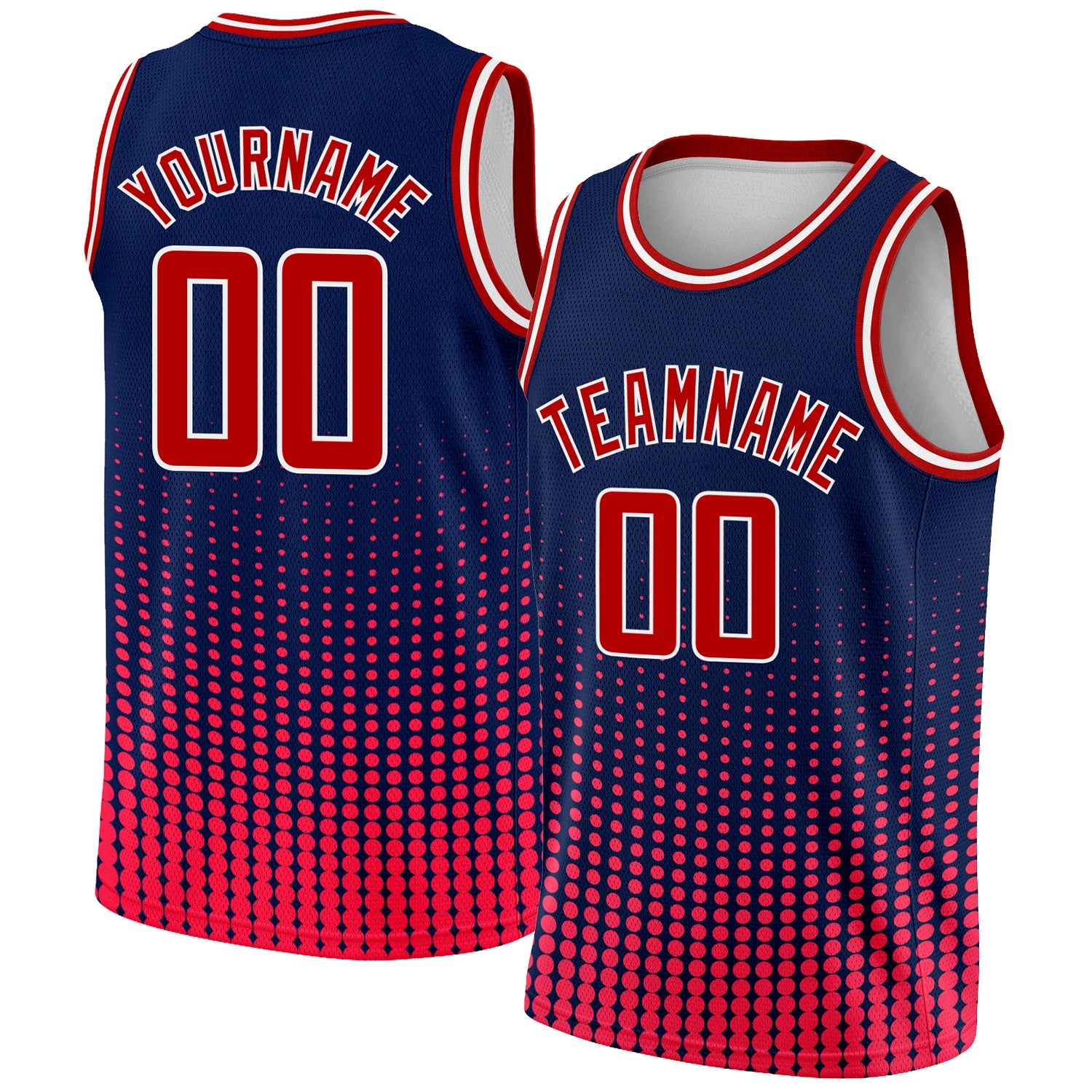 Custom Navy Red-White Halftone Authentic City Edition Basketball Jersey - Sky-Custom