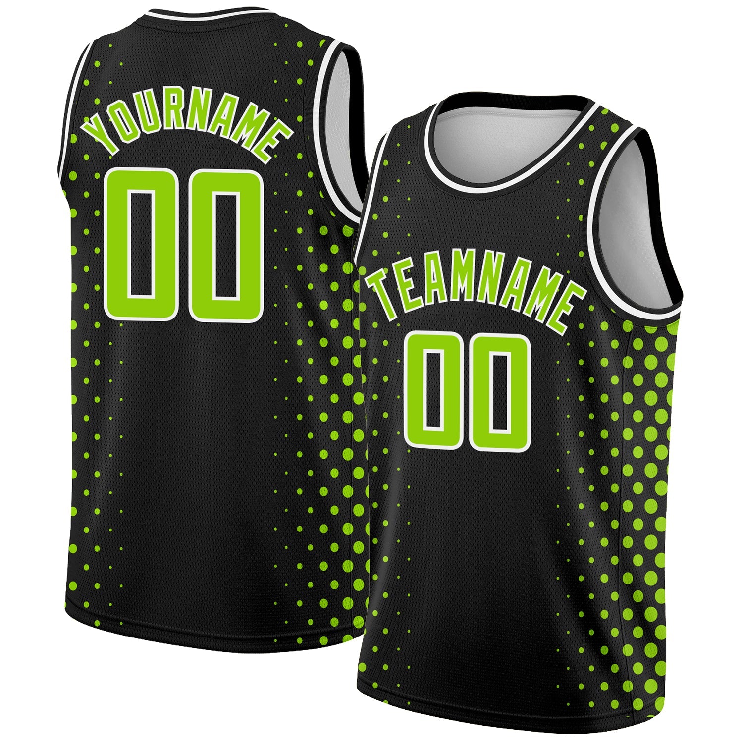 Custom Black Neon Green-White Halftone Authentic City Edition Basketball Jersey - Sky-Custom