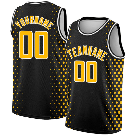 Custom Black Gold-White Halftone Authentic City Edition Basketball Jersey - Sky-Custom