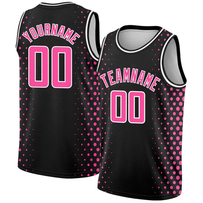 Custom Black Pink-White Halftone Authentic City Edition Basketball Jersey - Sky-Custom