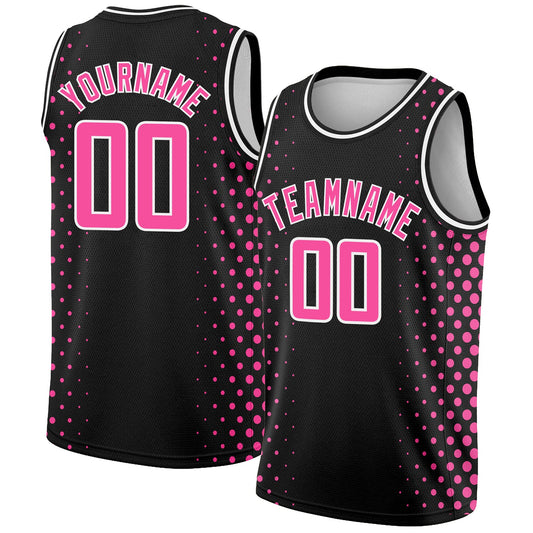 Custom Black Pink-White Halftone Authentic City Edition Basketball Jersey - Sky-Custom