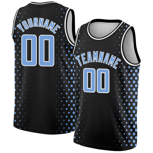 Custom Black Light Blue-White Halftone Authentic City Edition Basketball Jersey - Sky-Custom
