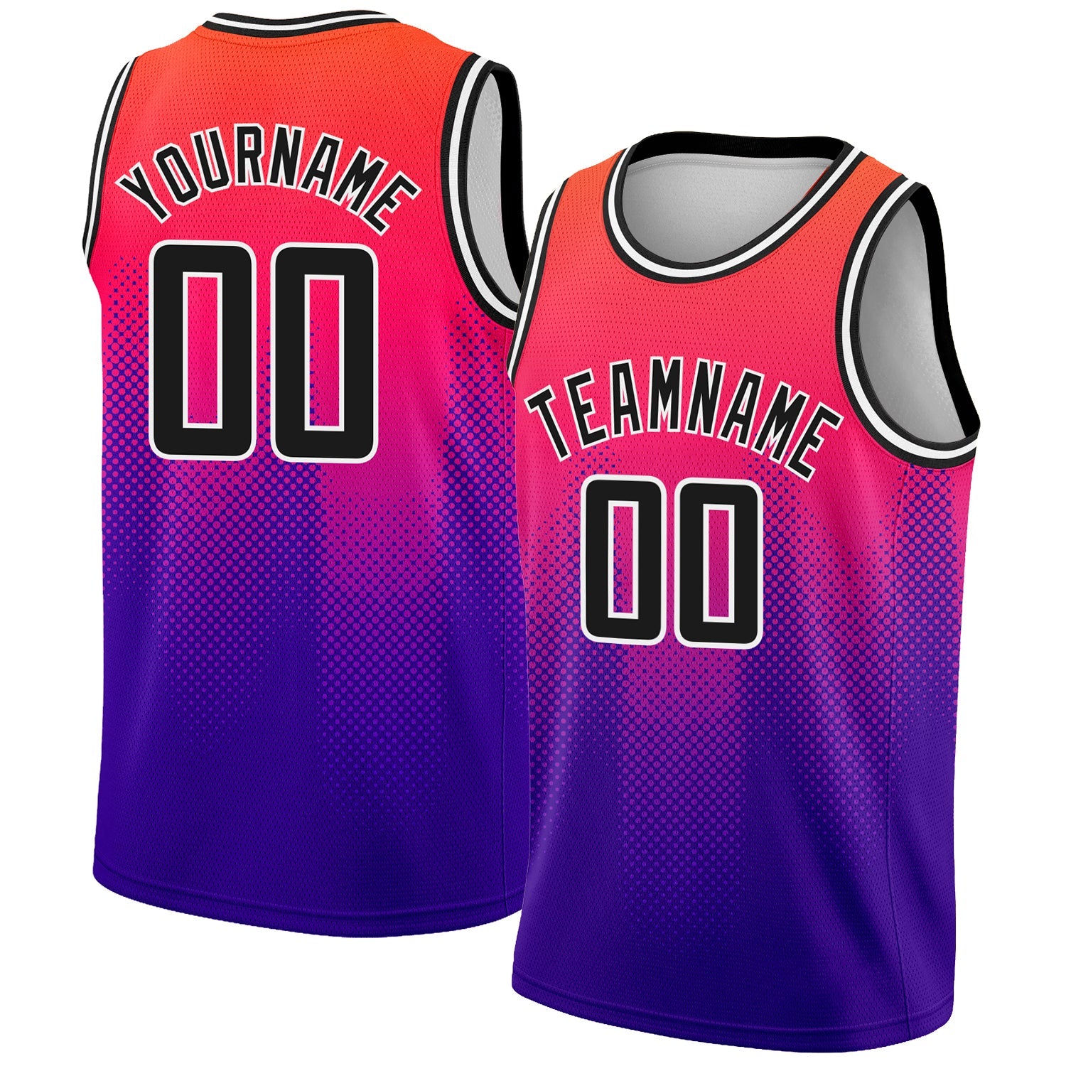 Custom Neon Pink Black-Purple 3D Pattern Design Halftone Gradient Authentic City Edition Basketball Jersey - Sky-Custom