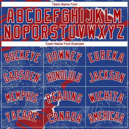 Custom Royal Red-White 3D Pattern Design Torn Paper Style Authentic Basketball Jersey - Sky-Custom