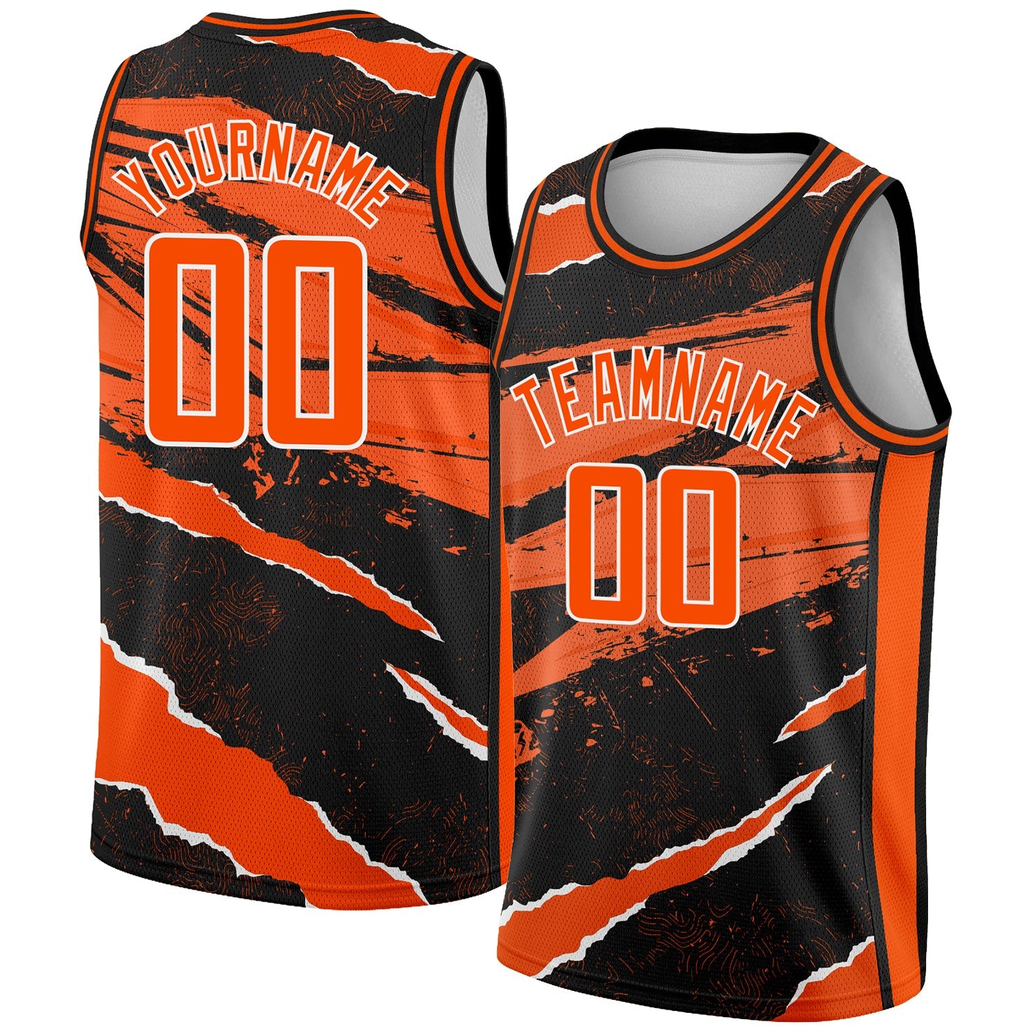 Custom Black Orange-White 3D Pattern Design Torn Paper Style Authentic Basketball Jersey - Sky-Custom