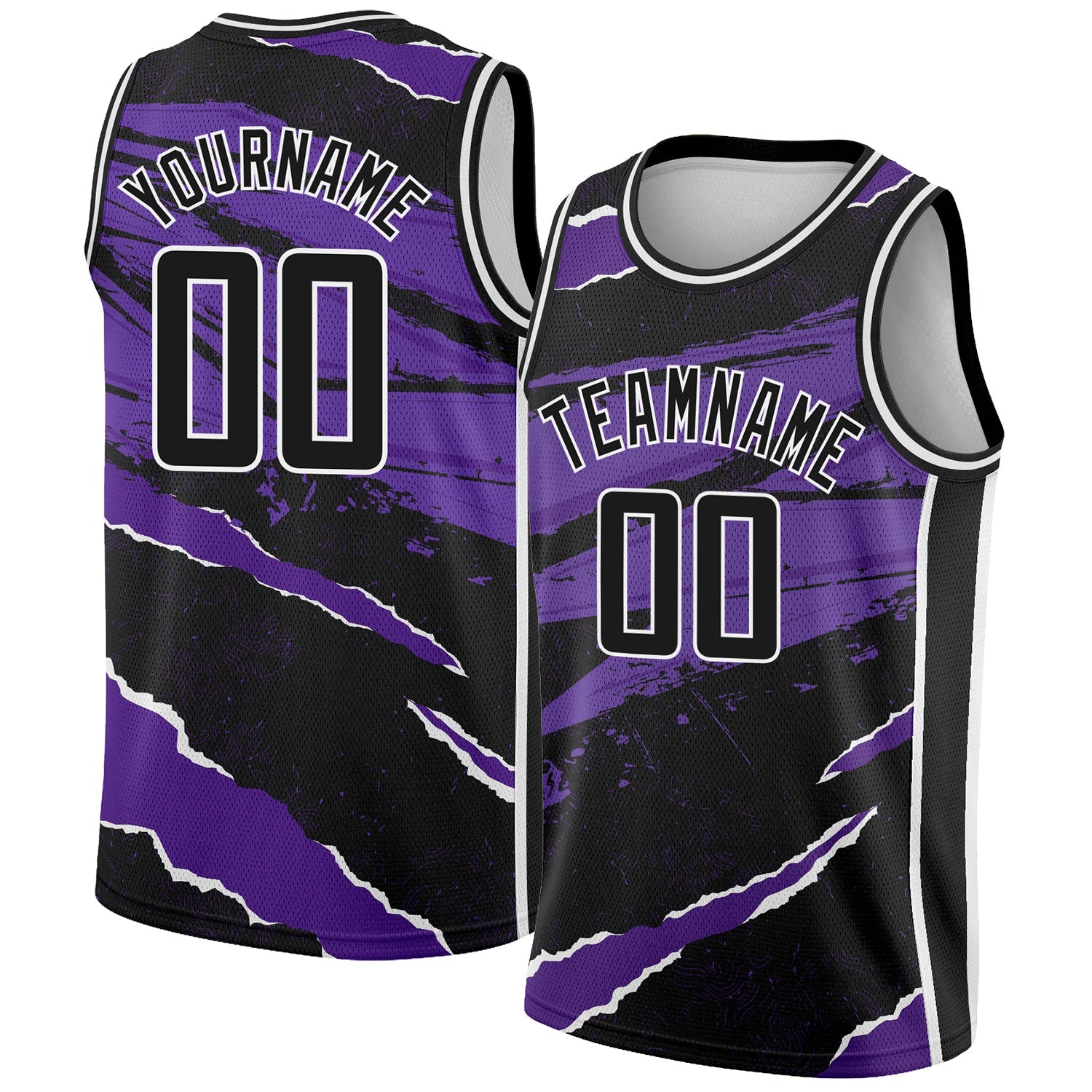 Custom Black Purple-White 3D Pattern Design Torn Paper Style Authentic Basketball Jersey - Sky-Custom