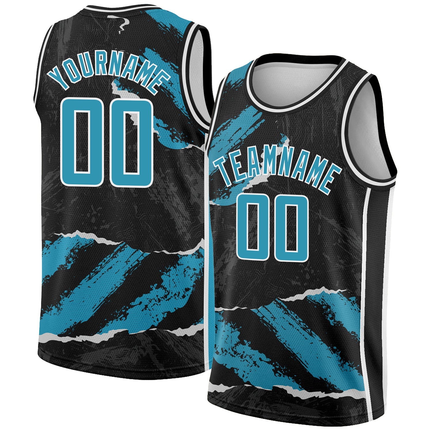 Custom Black Panther Blue-White 3D Pattern Design Torn Paper Style Authentic Basketball Jersey - Sky-Custom