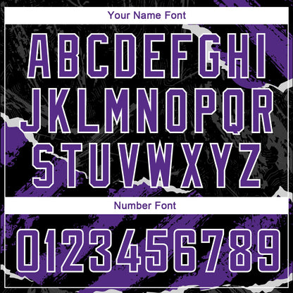 Custom Black Purple-White 3D Pattern Design Torn Paper Style Authentic Basketball Jersey - Sky-Custom