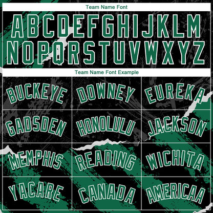 Custom Black Kelly Green-White 3D Pattern Design Torn Paper Style Authentic Basketball Jersey - Sky-Custom