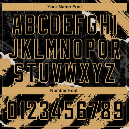 Custom Black Old Gold 3D Pattern Design Torn Paper Style Authentic Basketball Jersey - Sky-Custom
