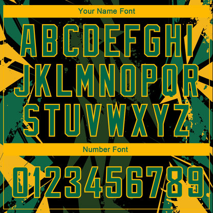 Custom Black Kelly Green-Gold 3D Pattern Design Geometric Shapes Authentic Basketball Jersey - Sky-Custom