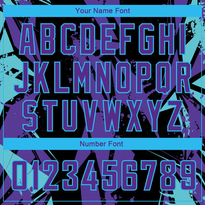 Custom Black Purple-Sky Blue 3D Pattern Design Geometric Shapes Authentic Basketball Jersey - Sky-Custom