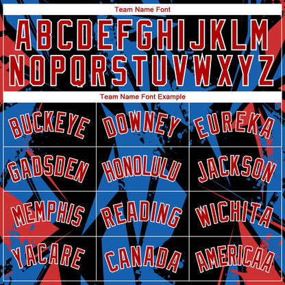 Custom Black Red-Blue 3D Pattern Design Geometric Shapes Authentic Basketball Jersey - Sky-Custom