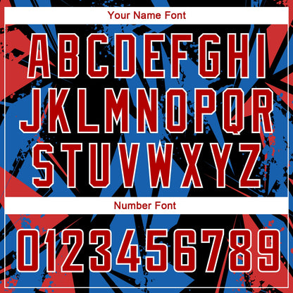 Custom Black Red-Blue 3D Pattern Design Geometric Shapes Authentic Basketball Jersey - Sky-Custom