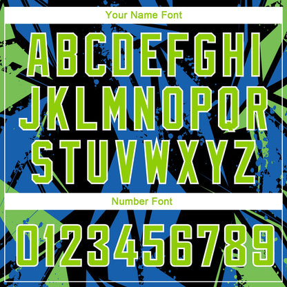Custom Black Neon Green-Blue 3D Pattern Design Geometric Shapes Authentic Basketball Jersey - Sky-Custom