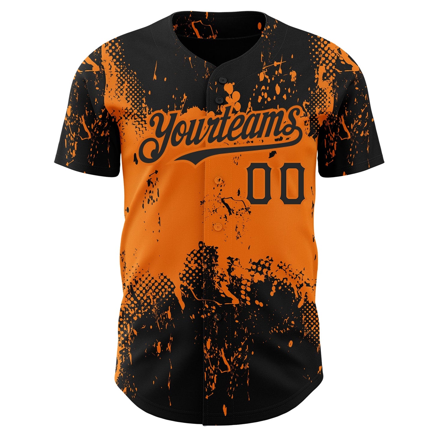 Custom Black Bay Orange 3D Pattern Design Abstract Splatter Grunge Art Authentic Baseball Jersey - Sky-Custom