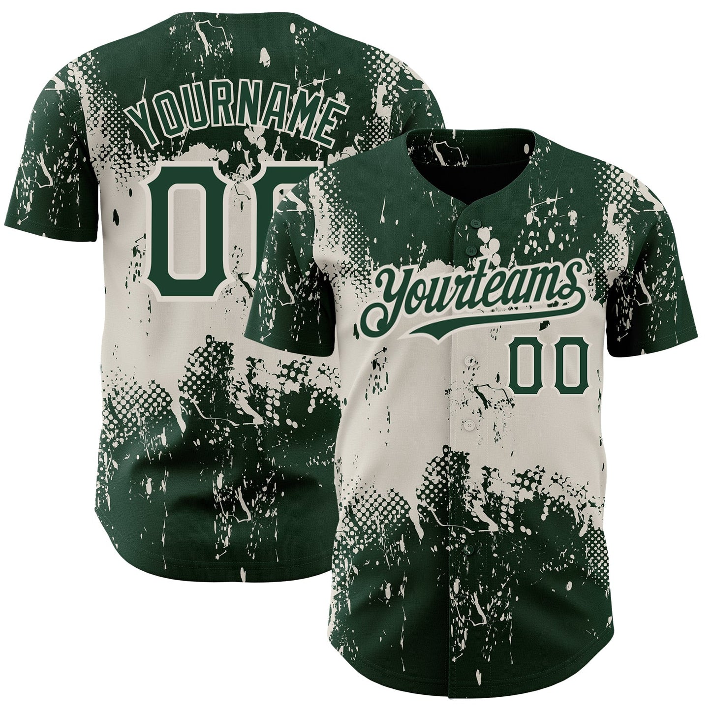 Custom Green Cream 3D Pattern Design Abstract Splatter Grunge Art Authentic Baseball Jersey - Sky-Custom