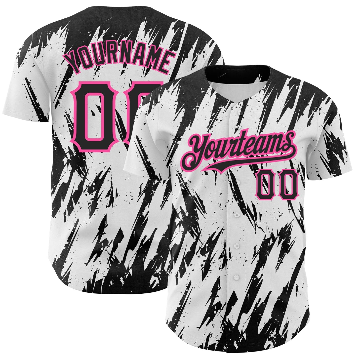 Custom White Black-Pink 3D Pattern Design Abstract Sharp Shape Authentic Baseball Jersey - Sky-Custom