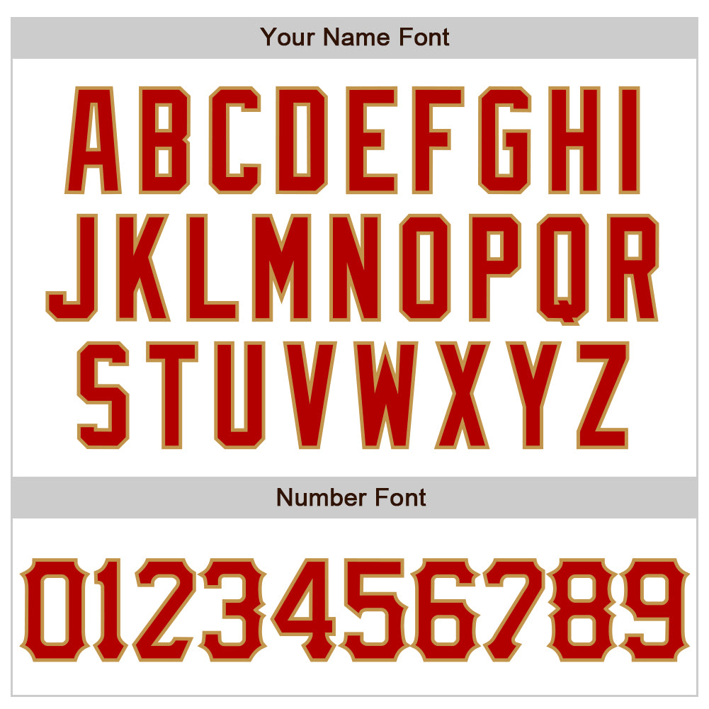 Custom White Red-Old Gold 3D Pattern Design Abstract Sharp Shape Authentic Baseball Jersey - Sky-Custom