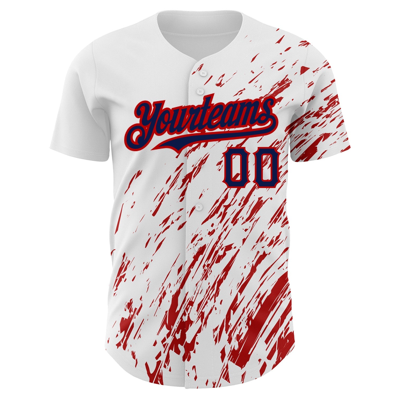Custom White Navy-Red 3D Pattern Design Abstract Splash Authentic Baseball Jersey - Sky-Custom