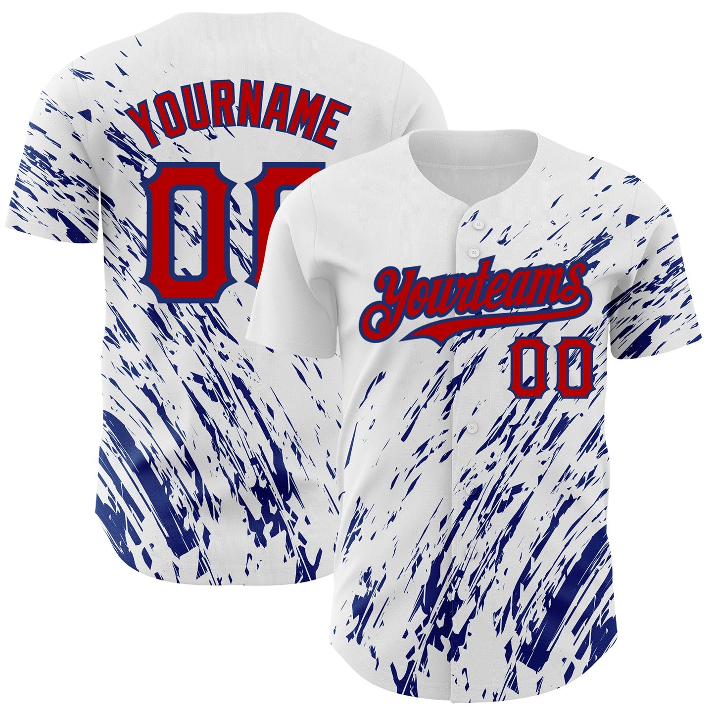 Custom White Red-Royal 3D Pattern Design Abstract Splash Authentic Baseball Jersey - Sky-Custom