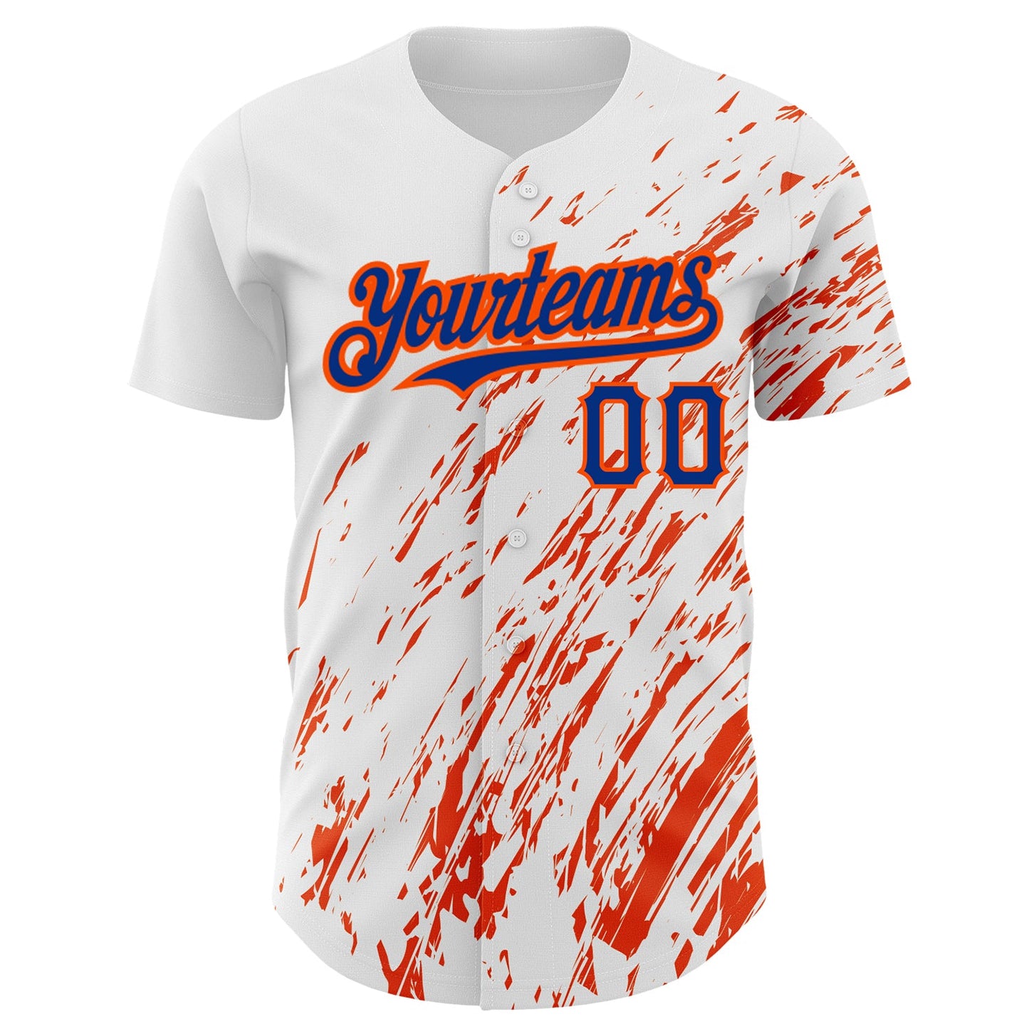 Custom White Royal-Orange 3D Pattern Design Abstract Splash Authentic Baseball Jersey - Sky-Custom