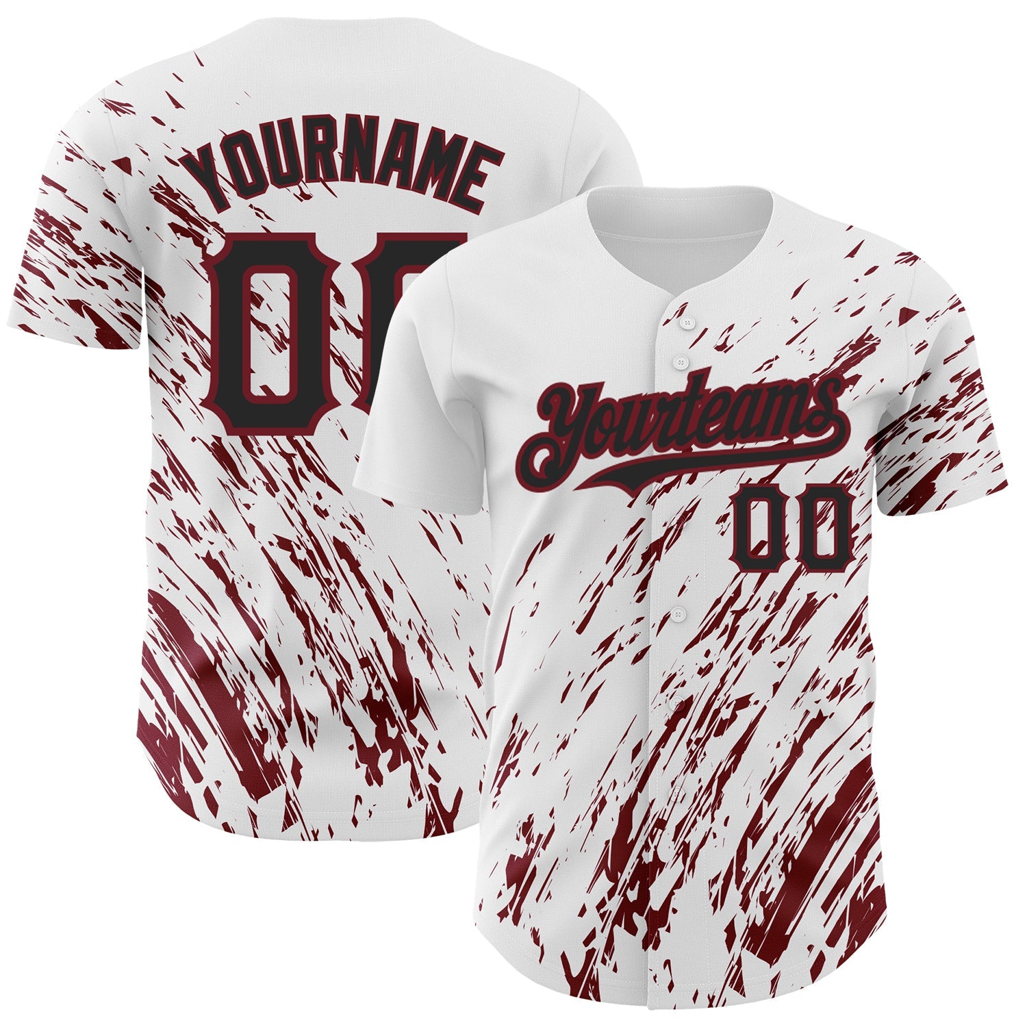 Custom White Black-Crimson 3D Pattern Design Abstract Splash Authentic Baseball Jersey - Sky-Custom